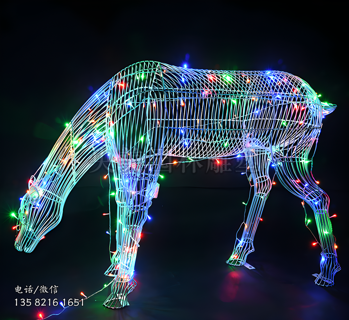鐵藝網格發(fā)光梅花鹿雕塑