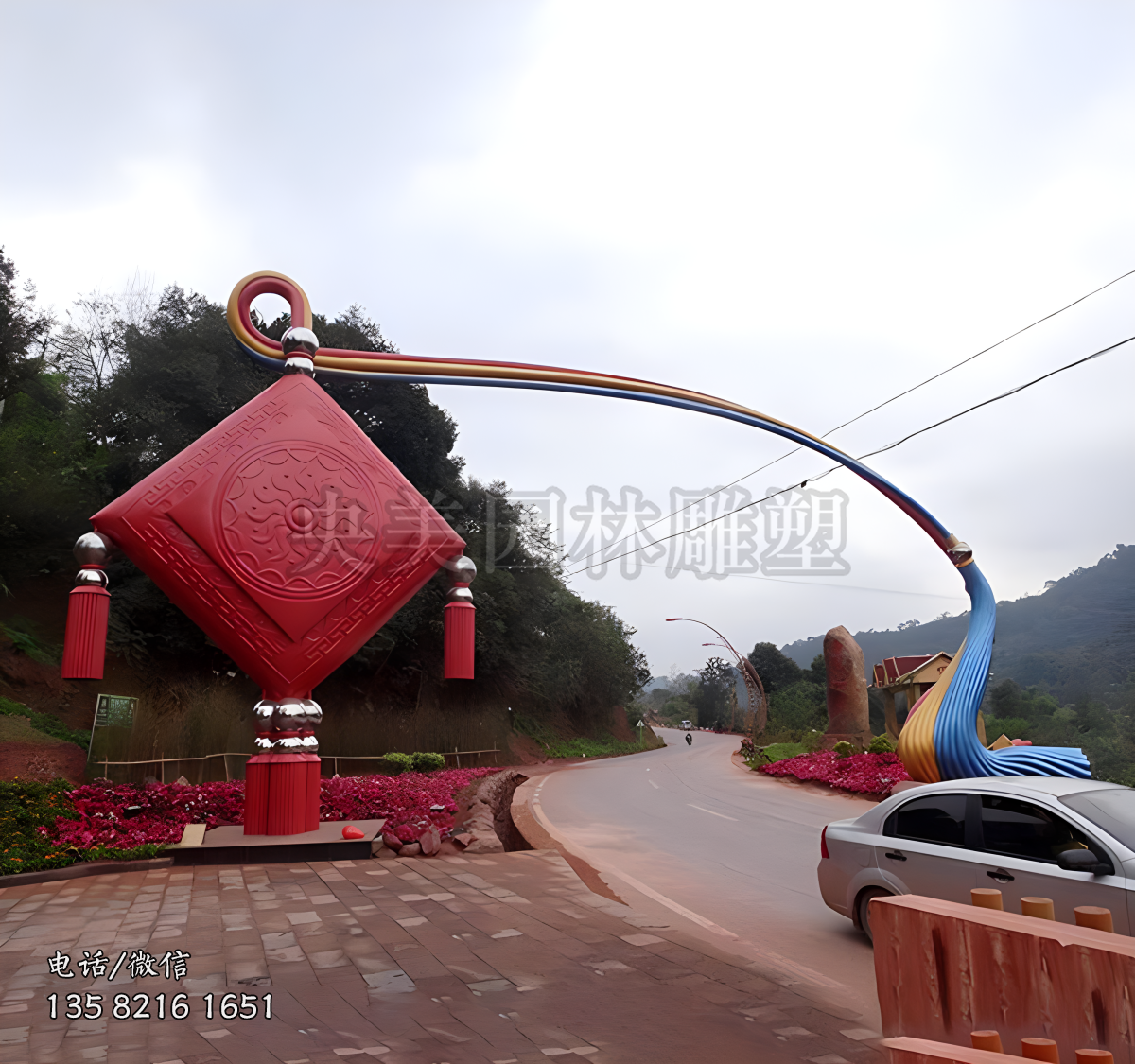 中國結造型創(chuàng)意燈籠景觀雕塑